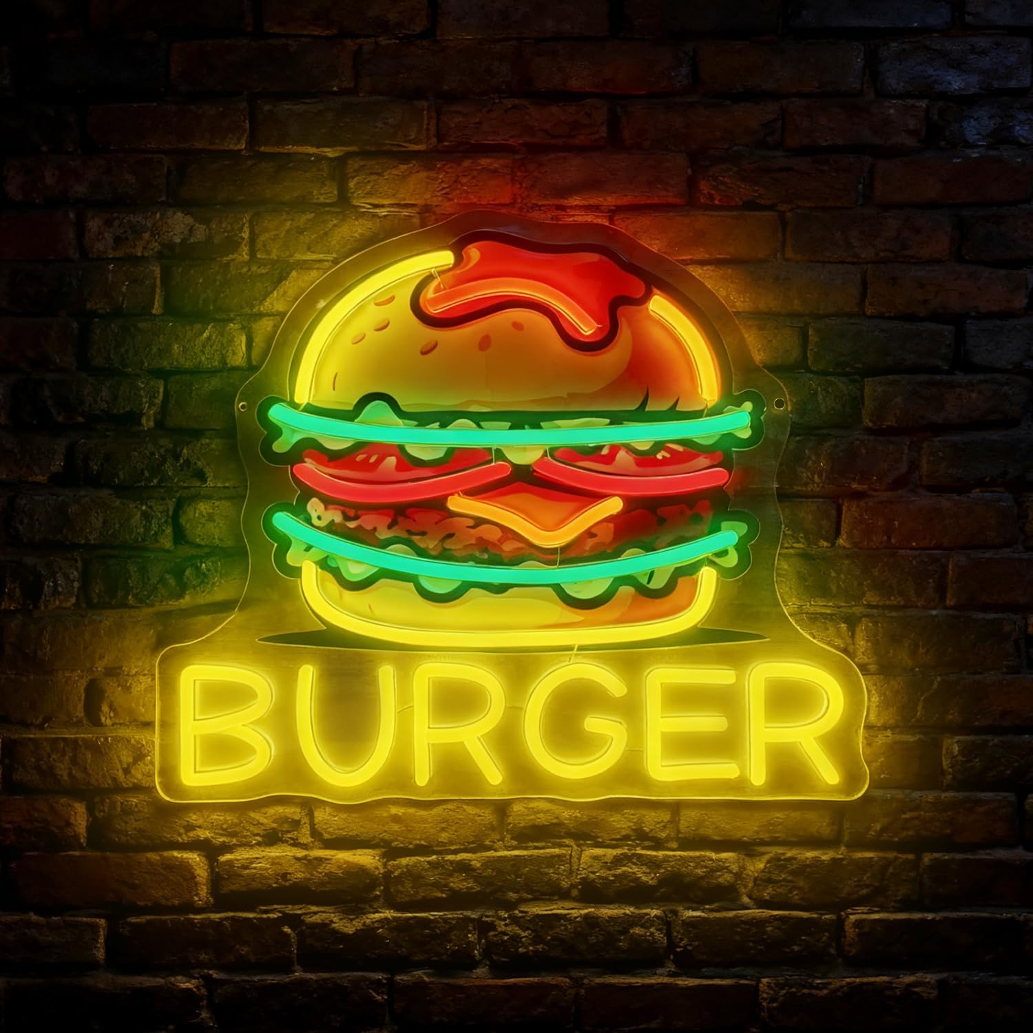 Outdoor Kitchen Power - Letreiro Neon de Hambúrguer, Placas LED