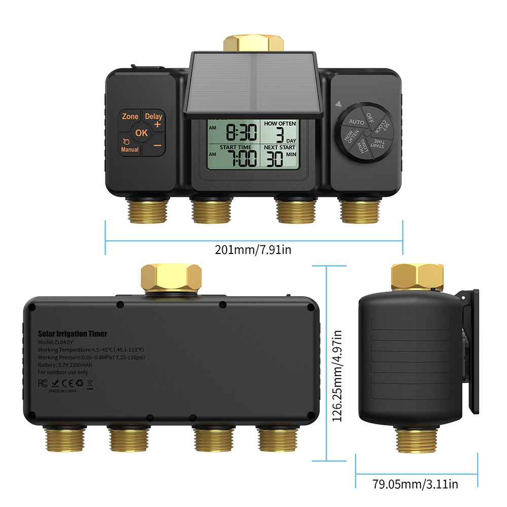 Power Zone Outdoor Timer - Temporizador de irrigação solar de 4