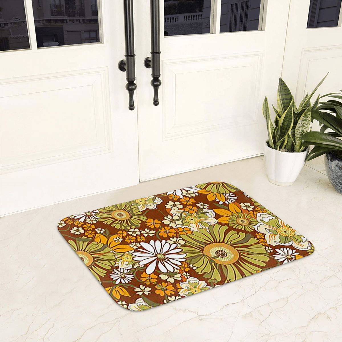 Outdoor Kitchen Power - 70s flor power padrão boho antiderrapante