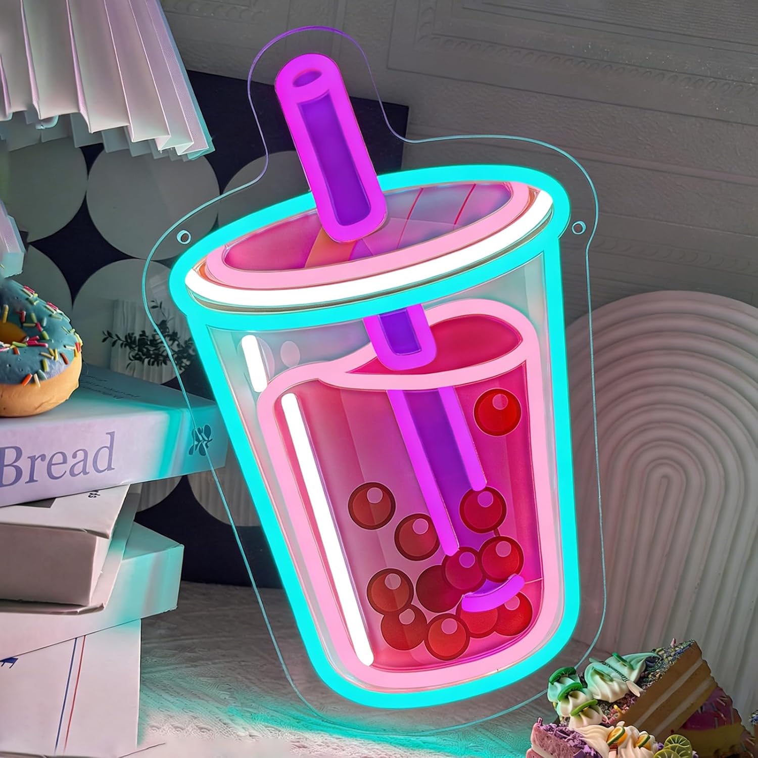Outdoor Kitchen Power - Letreiro Neon Bubble Tea com LED