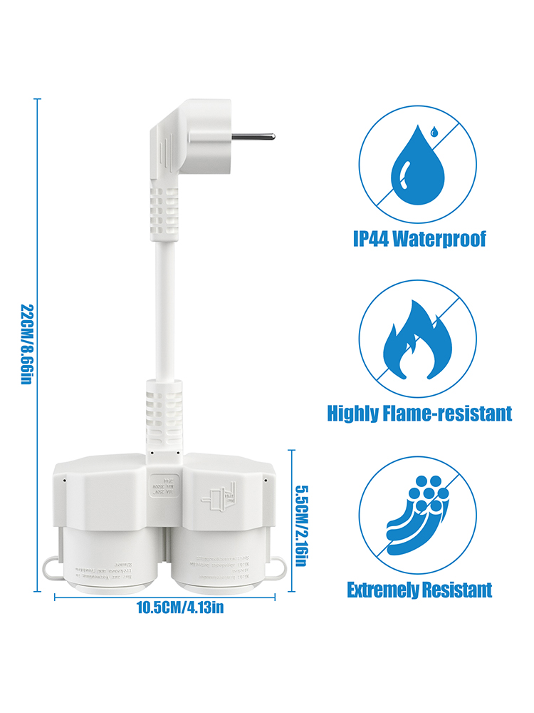 Cabo de Extensão EU com 2 Toma - Outdoor Power Extension avaliação e preço